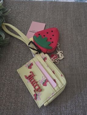 Juicy Couture Yellow Strawberry Cardholder with Red Strawberry Coin Pouch